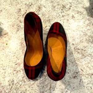 J Crew Classic Flannel Red & Gray Tartan Plaid Heels size 7!